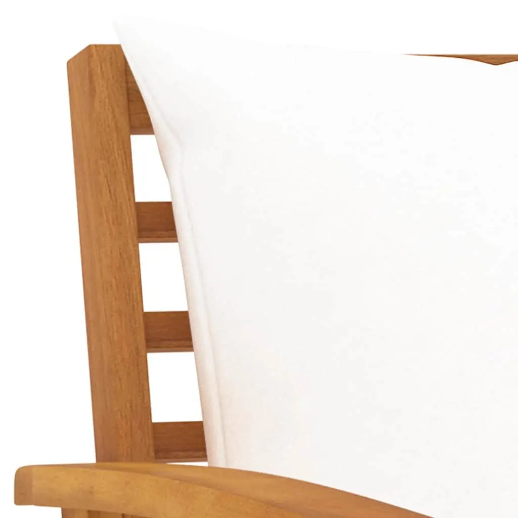 3 Piece Outdoor Lounge Set Solid Acacia Wood Frame Cream Cushions Coffee Table