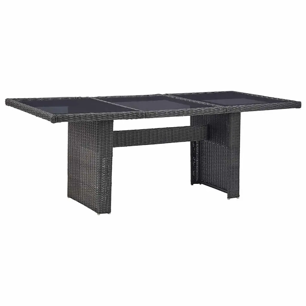 7 Piece Black Outdoor Patio Dining Set Half Round Poly Rattan Furniture with Cushions