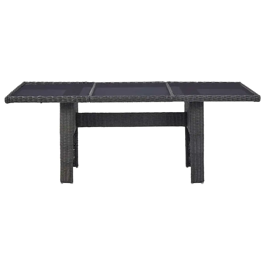 9 Piece Black Garden Patio Furniture Set Half Round Poly Rattan Outdoor Dining Set with Cushions and Powder Coated Metal Frame