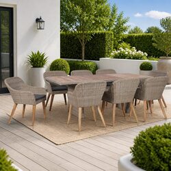 Practical 9-Piece Outdoor Dining Set in Brown
