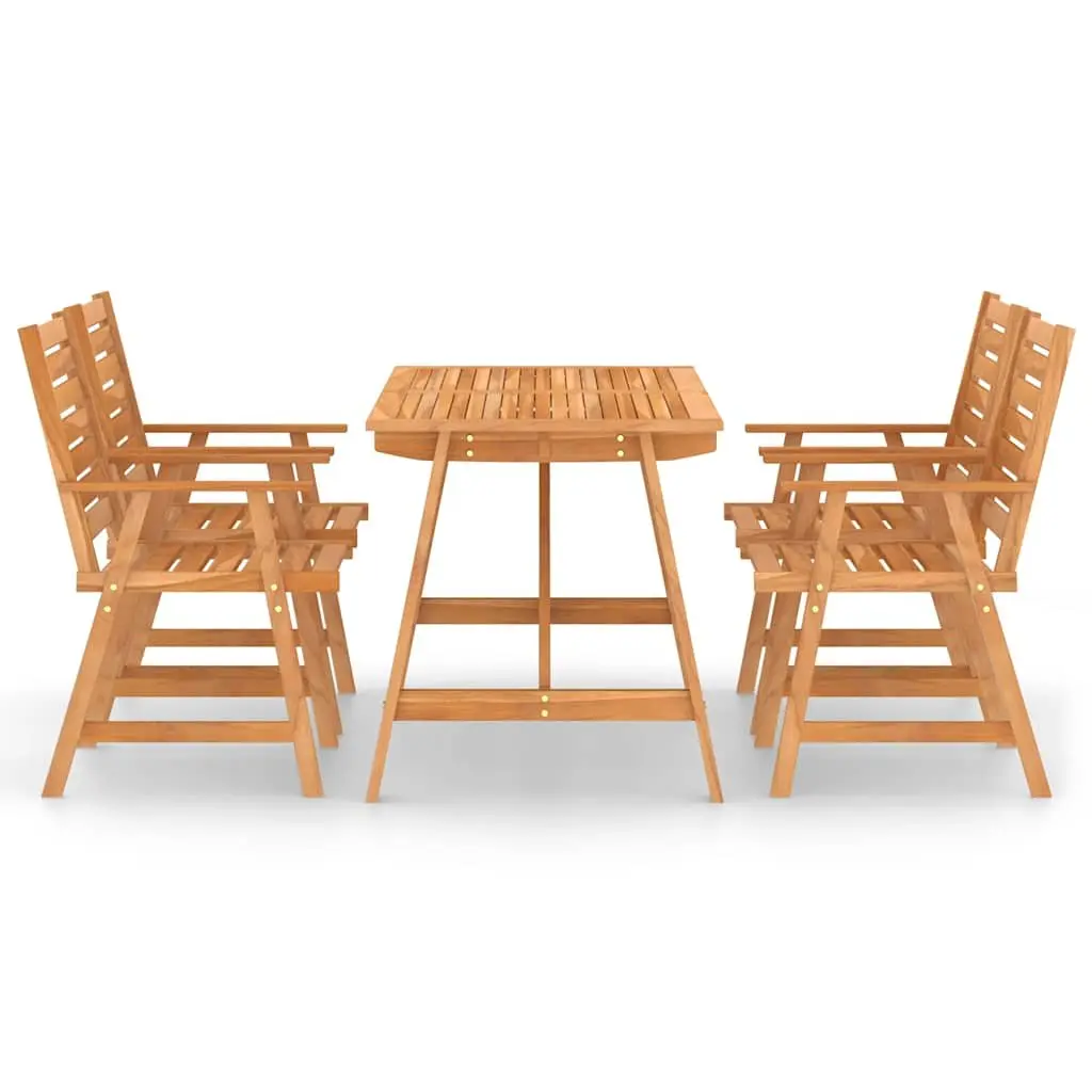 5 Piece Garden Dining Set Solid Acacia Wood Table and Chairs Brown