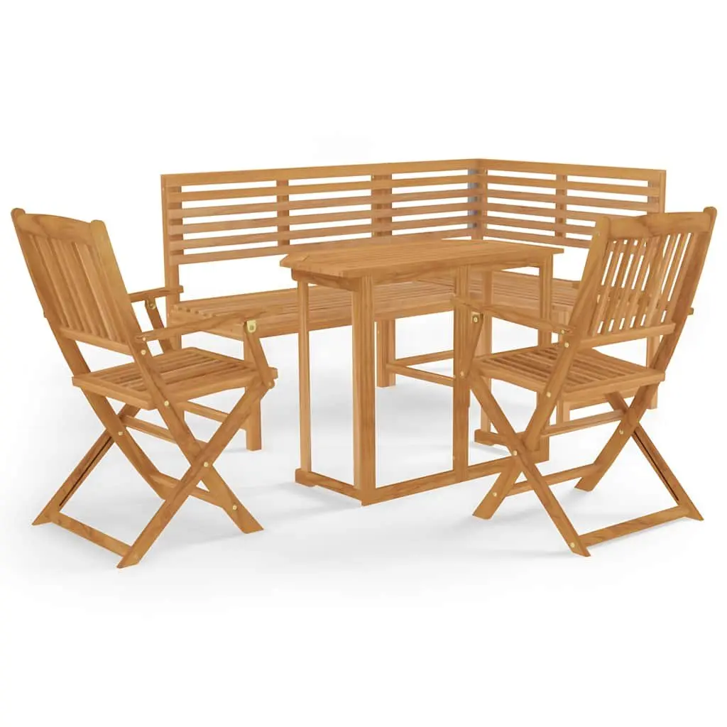 4 Piece Bistro Set Outdoor Furniture Foldable Wooden Table Chairs Patio Garden