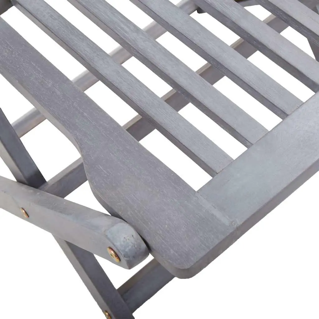 7 Piece Outdoor Dining Set Folding Acacia Wood Table Chairs Grey