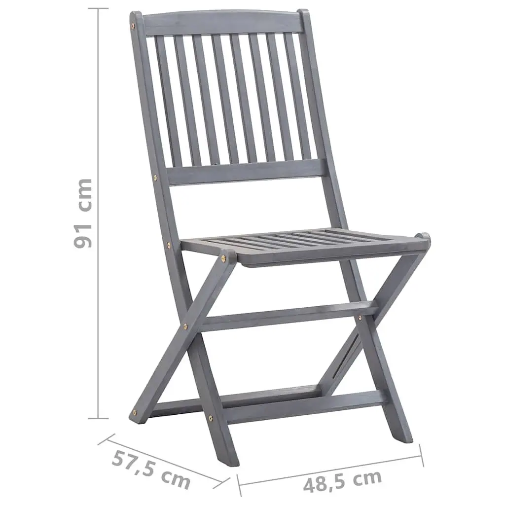 Garden Dining Set 7 Piece Outdoor Furniture Wooden Table Chairs Foldable Grey