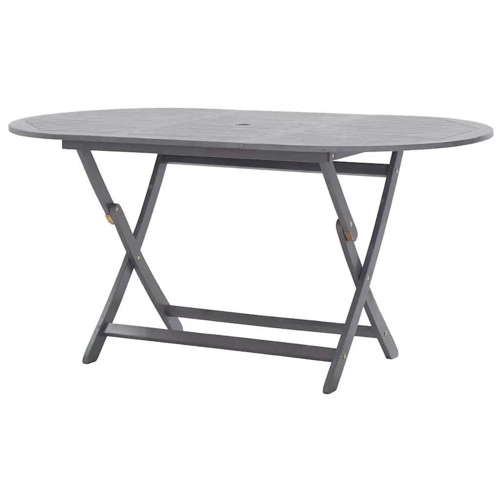 Garden Dining Set 7 Piece Outdoor Furniture Wooden Table Chairs Foldable Grey