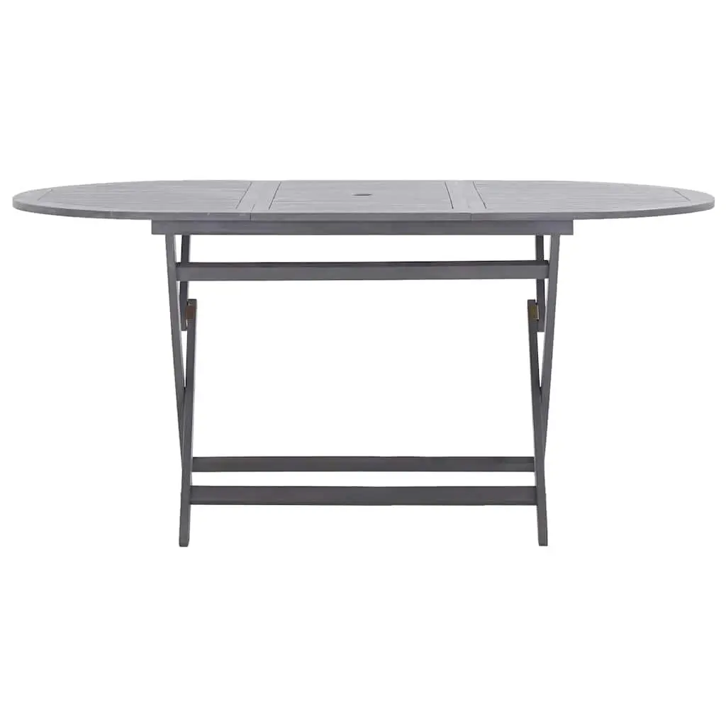 Garden Dining Set 7 Piece Outdoor Furniture Wooden Table Chairs Foldable Grey