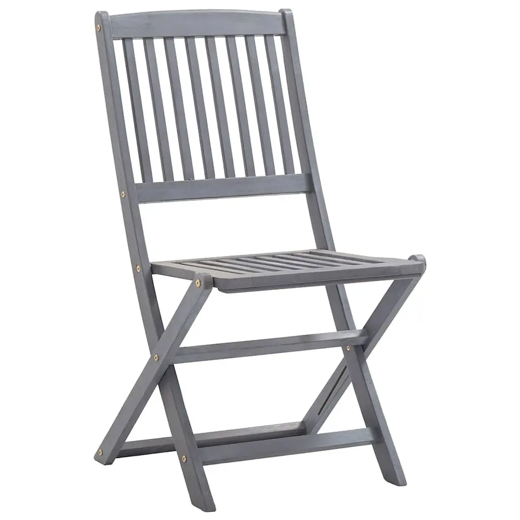 Garden Dining Set 7 Piece Outdoor Furniture Wooden Table Chairs Foldable Grey
