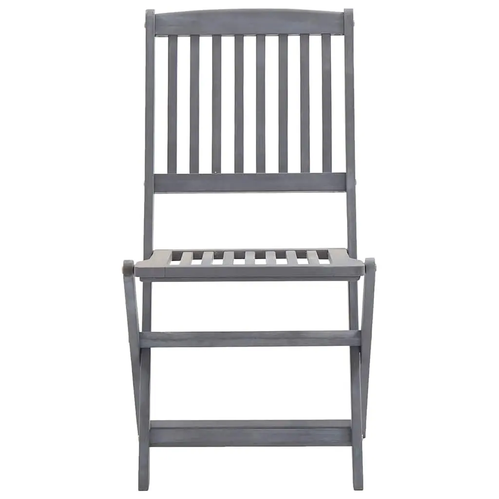 Garden Dining Set 7 Piece Outdoor Furniture Wooden Table Chairs Foldable Grey