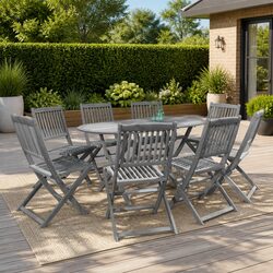 9 Piece Acacia Garden Dining Set for Convenient Outdoor Use