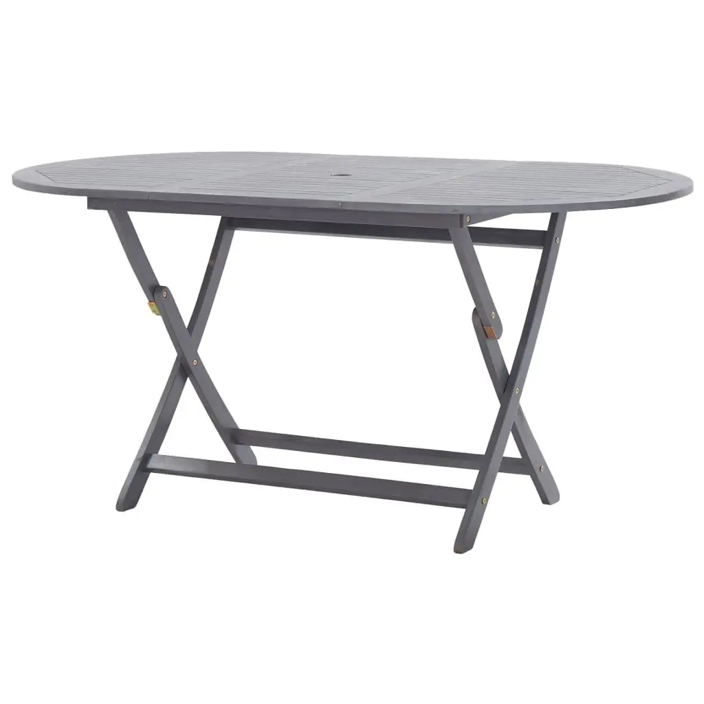 Outdoor Dining Set Grey Acacia Wood Foldable Table and Chairs 9 Piece