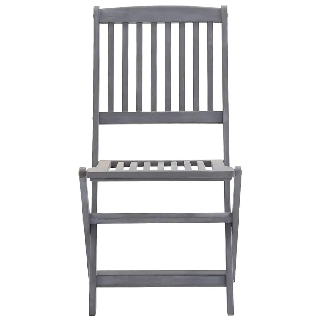 Outdoor Dining Set Grey Acacia Wood Foldable Table and Chairs 9 Piece