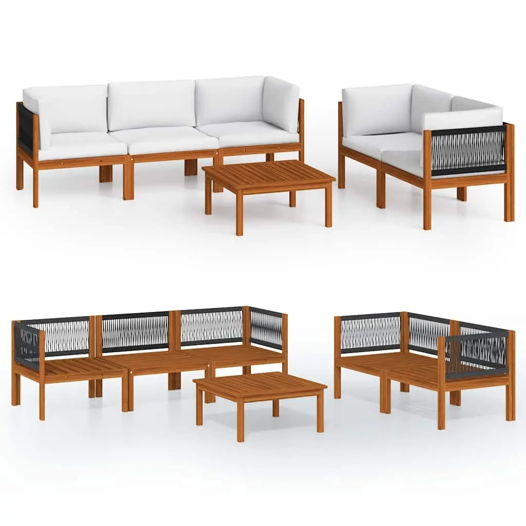 Garden Lounge Set 6 Piece Outdoor Furniture with Cushions Rope Backrest Patio