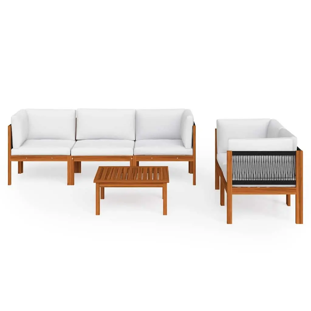 Garden Lounge Set 6 Piece Outdoor Furniture with Cushions Rope Backrest Patio