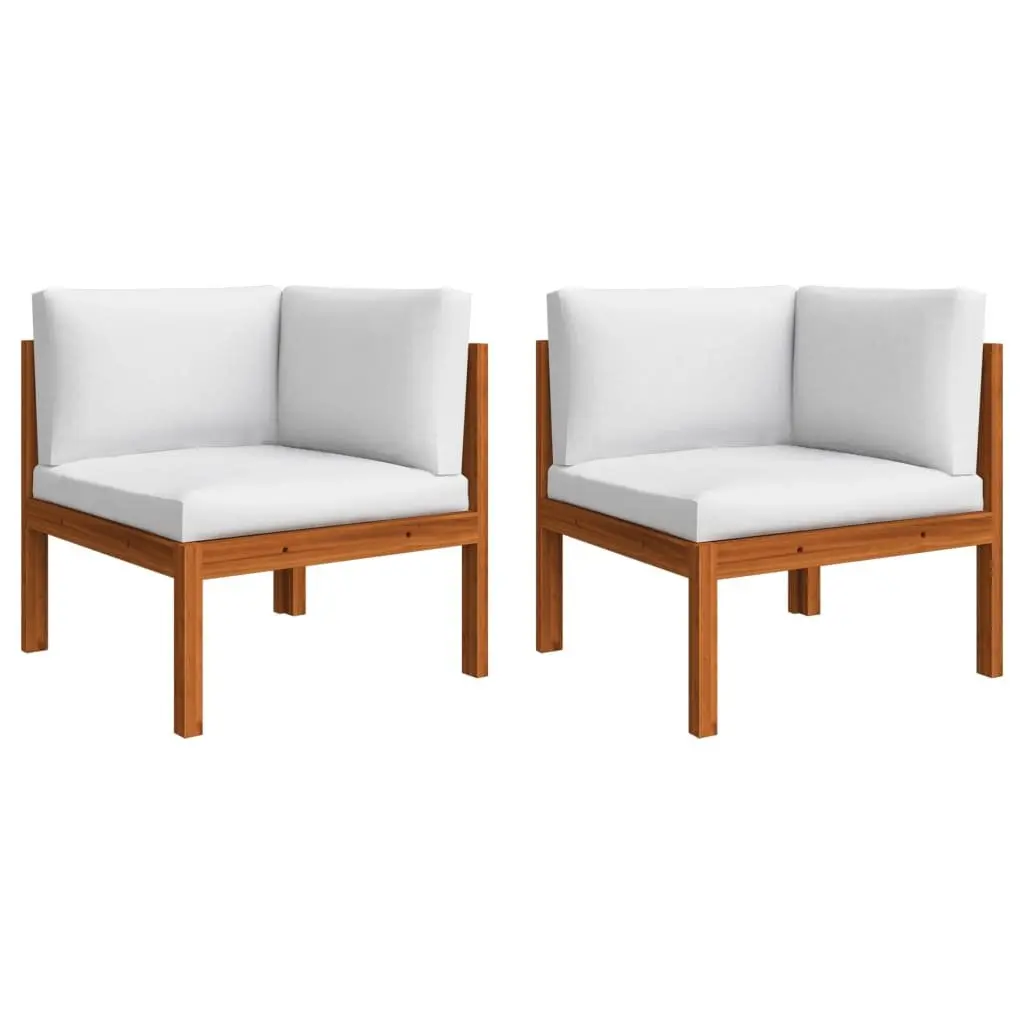 Garden Lounge Set Solid Acacia Wood 6 Piece Outdoor Furniture Patio Sofa with Cushions White