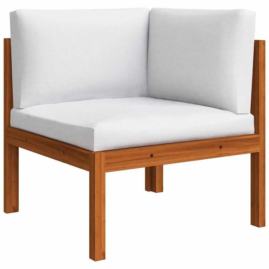 Garden Lounge Set Solid Acacia Wood 8 Piece Outdoor Furniture with Rope Backrest White