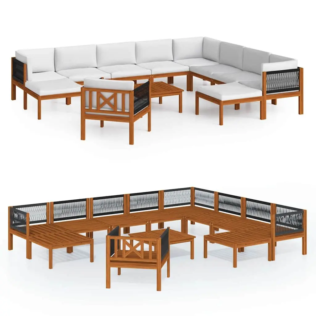 Garden Lounge Set 12 Piece Outdoor Furniture Rope Weave Patio Sofa with Cushions
