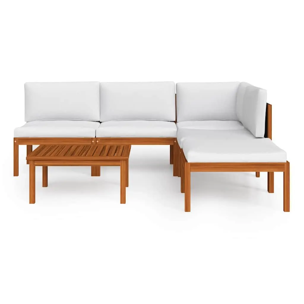 Garden Lounge Set Modular Rope Woven Backrest 6 Piece Outdoor Furniture White