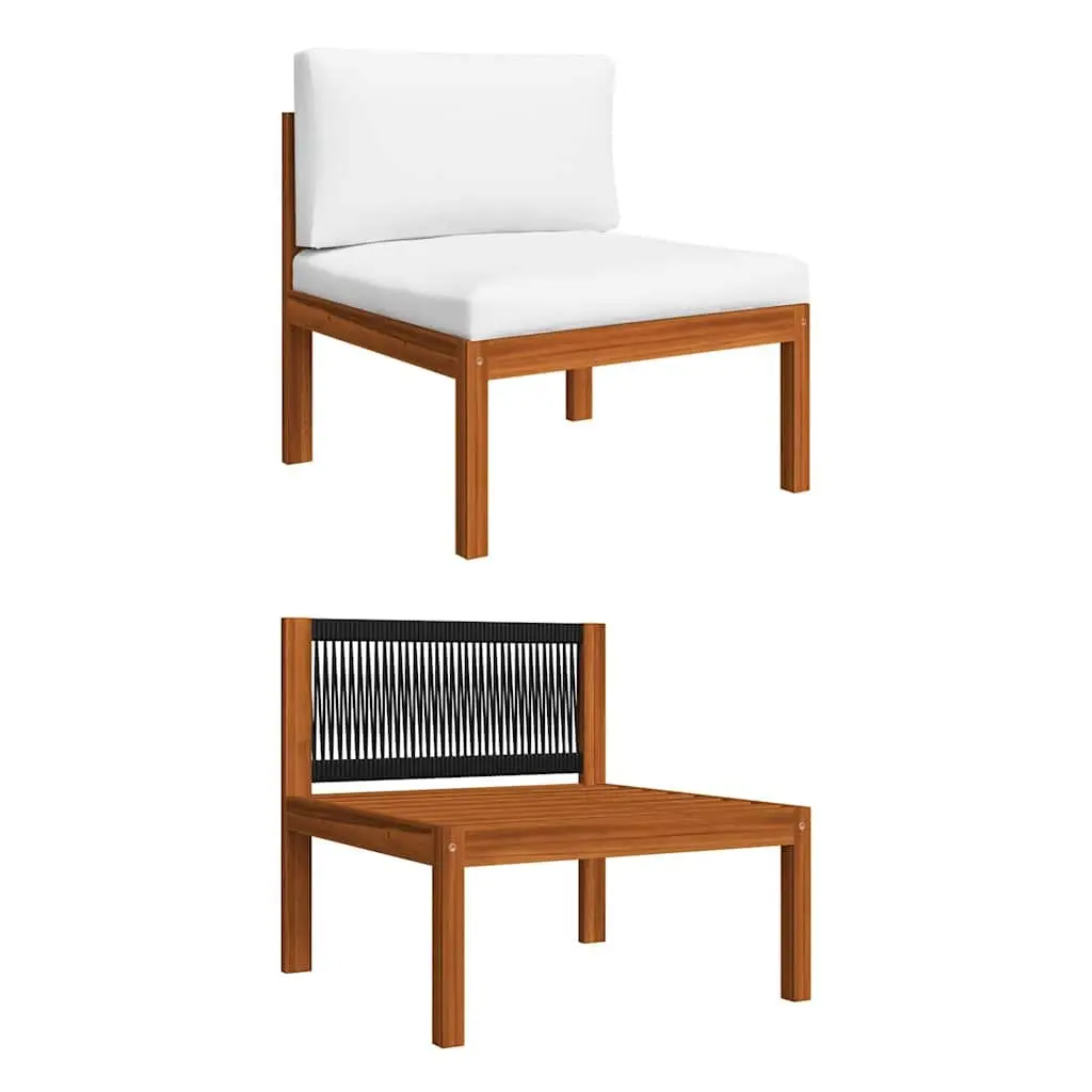 Garden Lounge Set 4 Piece Rope Backrest Patio Furniture with Cushions Cream