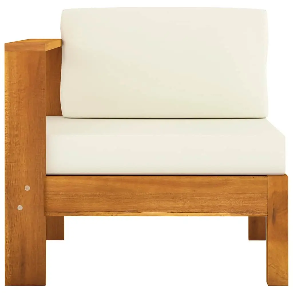 3-Seater Garden Sofa Solid Acacia Wood Frame Cream Cushions