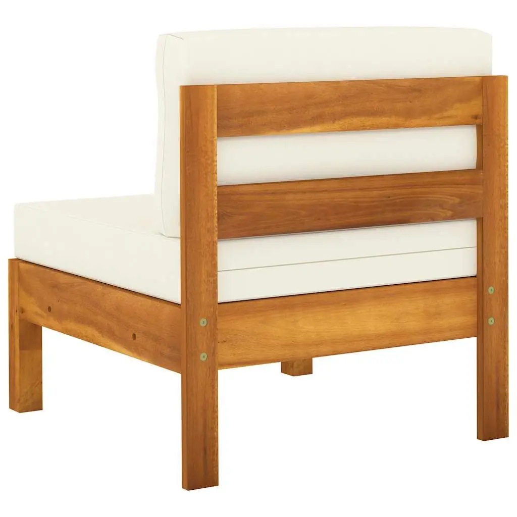 3-Seater Garden Sofa Solid Acacia Wood Frame Cream Cushions