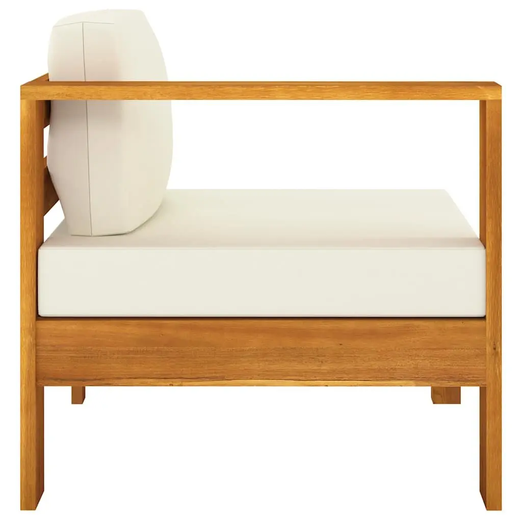 3-Seater Garden Sofa Solid Acacia Wood Frame Cream Cushions