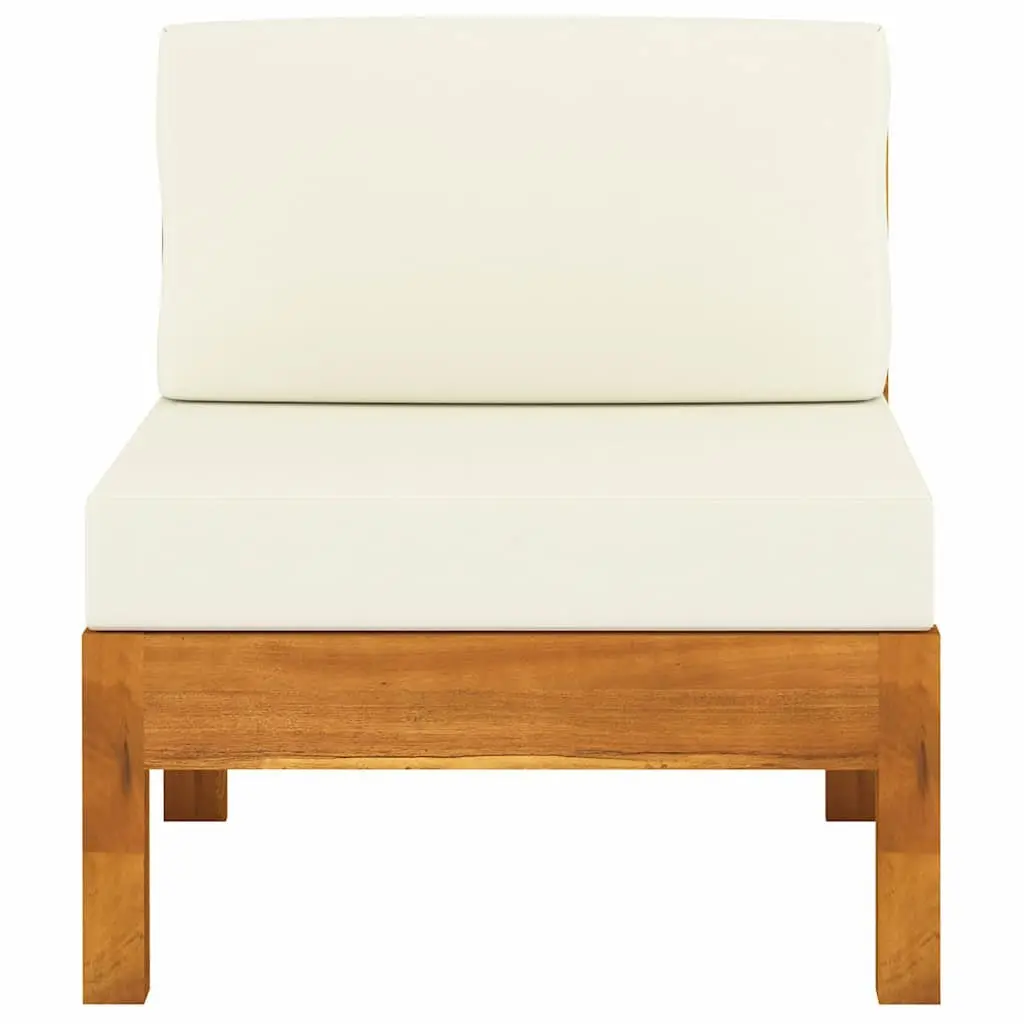 6 Piece Garden Lounge Set Solid Acacia Wood White Outdoor Patio Furniture with Cushions