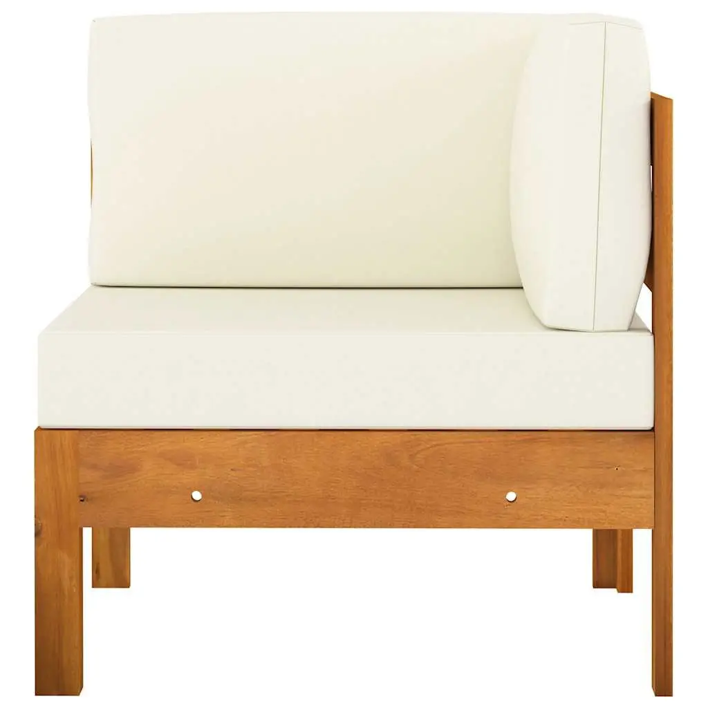 6 Piece Garden Lounge Set Solid Acacia Wood White Outdoor Patio Furniture with Cushions