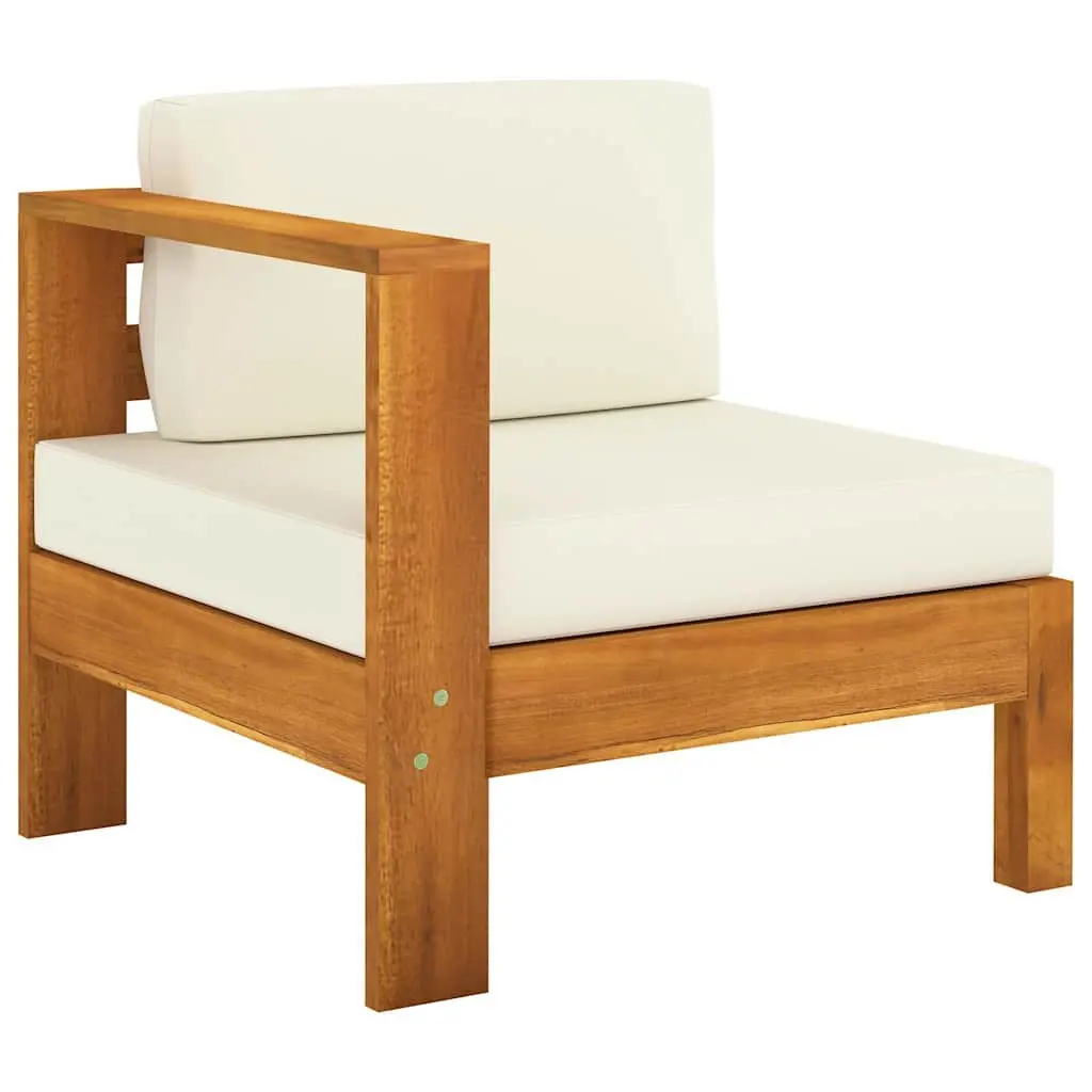 6 Piece Loungeset Acacia Wood Outdoor Furniture White Cushions Patio Garden