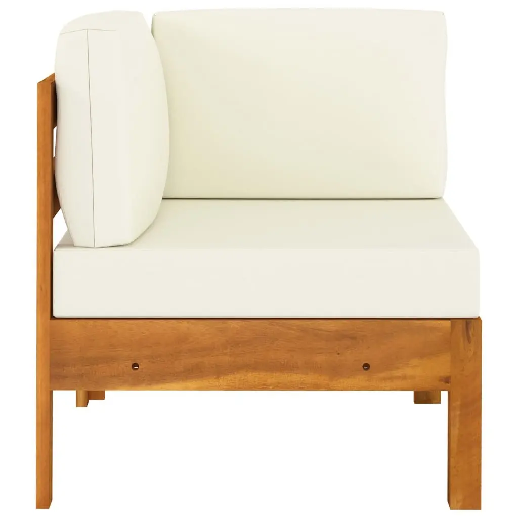 7 Piece Garden Lounge Set Acacia Wood with Cushions White