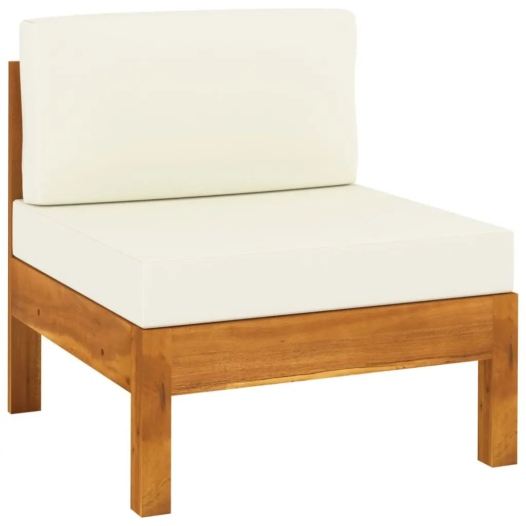 7 Piece Garden Lounge Set Acacia Wood with Cushions White