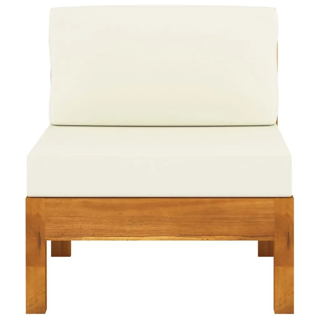 7 Piece Garden Lounge Set Acacia Wood with Cushions White