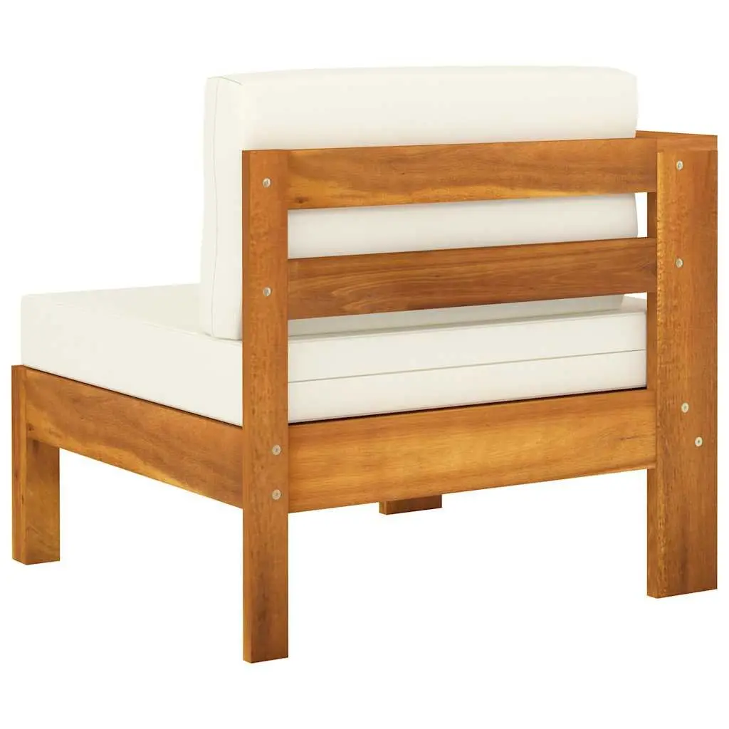 7 Piece Garden Lounge Set Acacia Wood with Cushions White