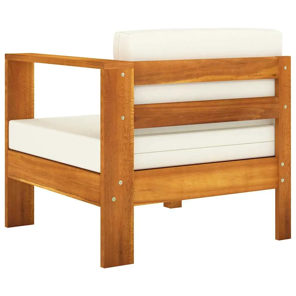 7 Piece Garden Lounge Set Acacia Wood with Cushions White