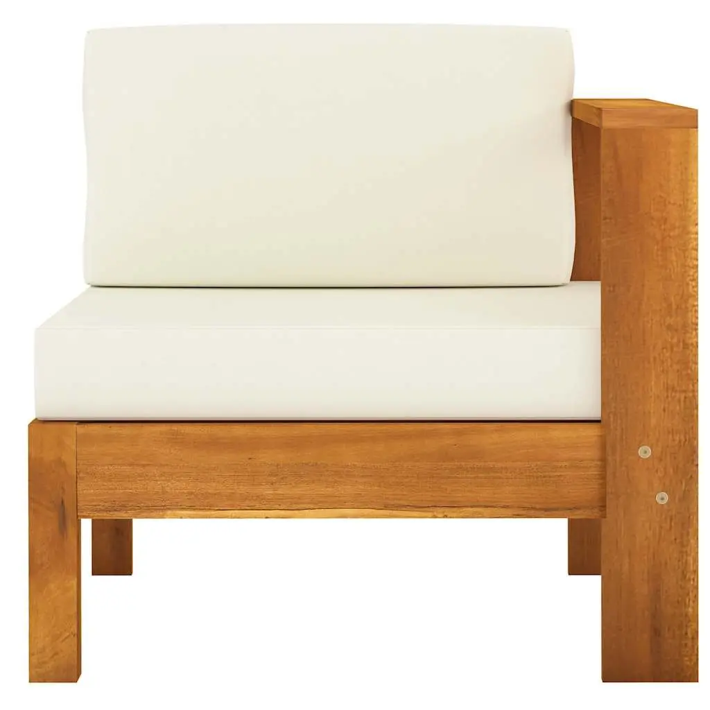 Garden Lounge Set Acacia Wood 10 Piece Outdoor Furniture White Cushions Patio Seating