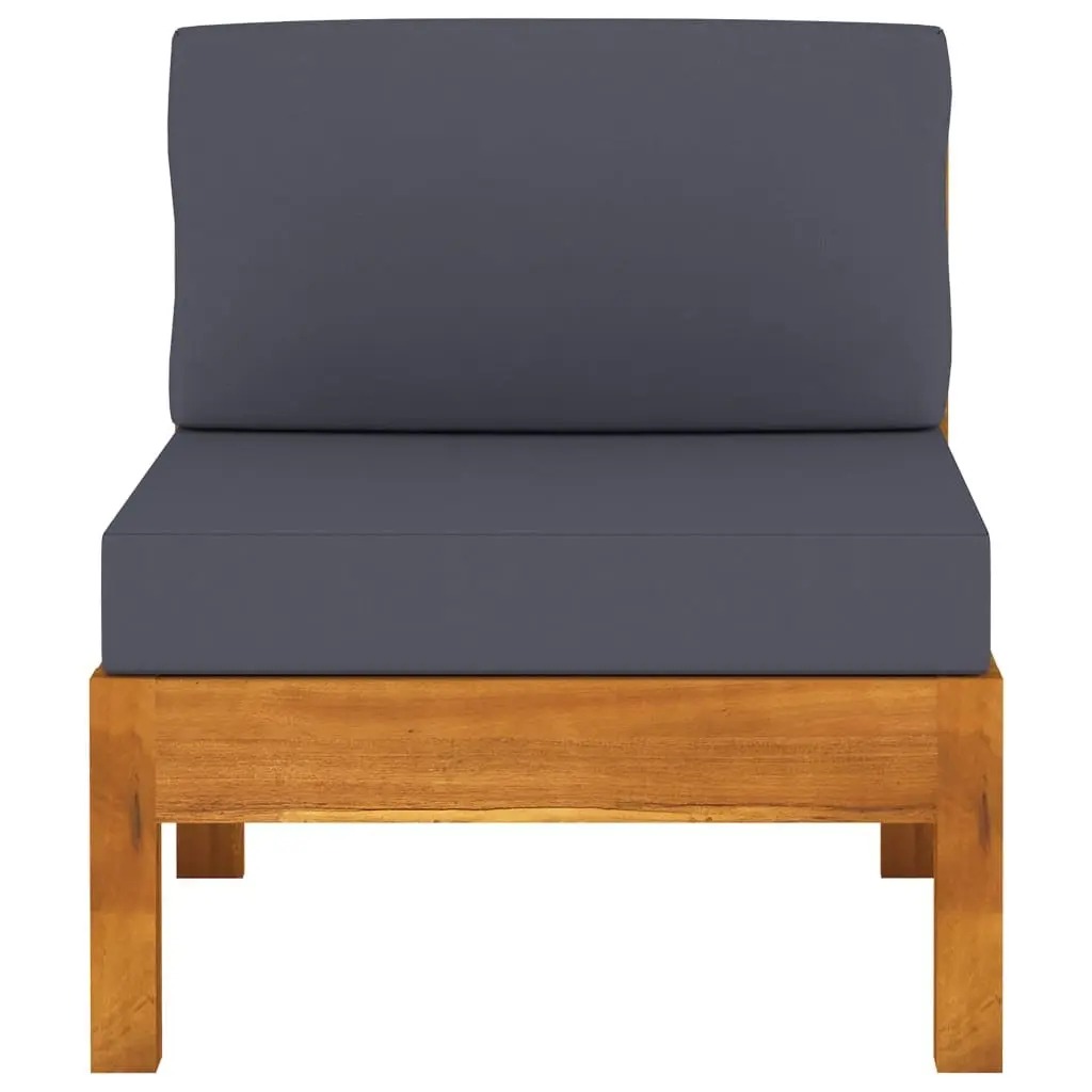 Outdoor Patio Couch Acacia Wood Garden Sofa with Grey Cushions 4-Seater