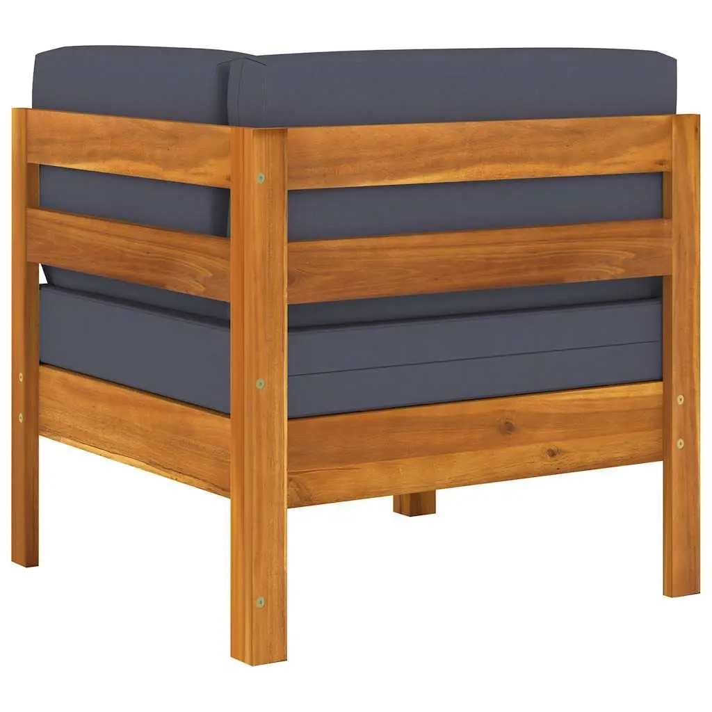 Acacia Wood Outdoor Furniture Set 5 Piece Garden Lounge Seating with Thick Cushions Dark Grey