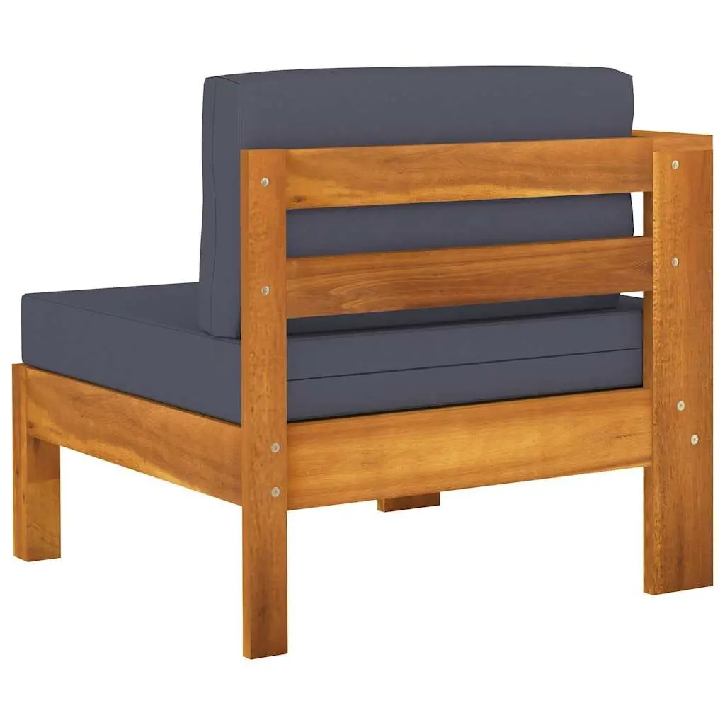 Acacia Wood Outdoor Furniture Set 5 Piece Garden Lounge Seating with Thick Cushions Dark Grey