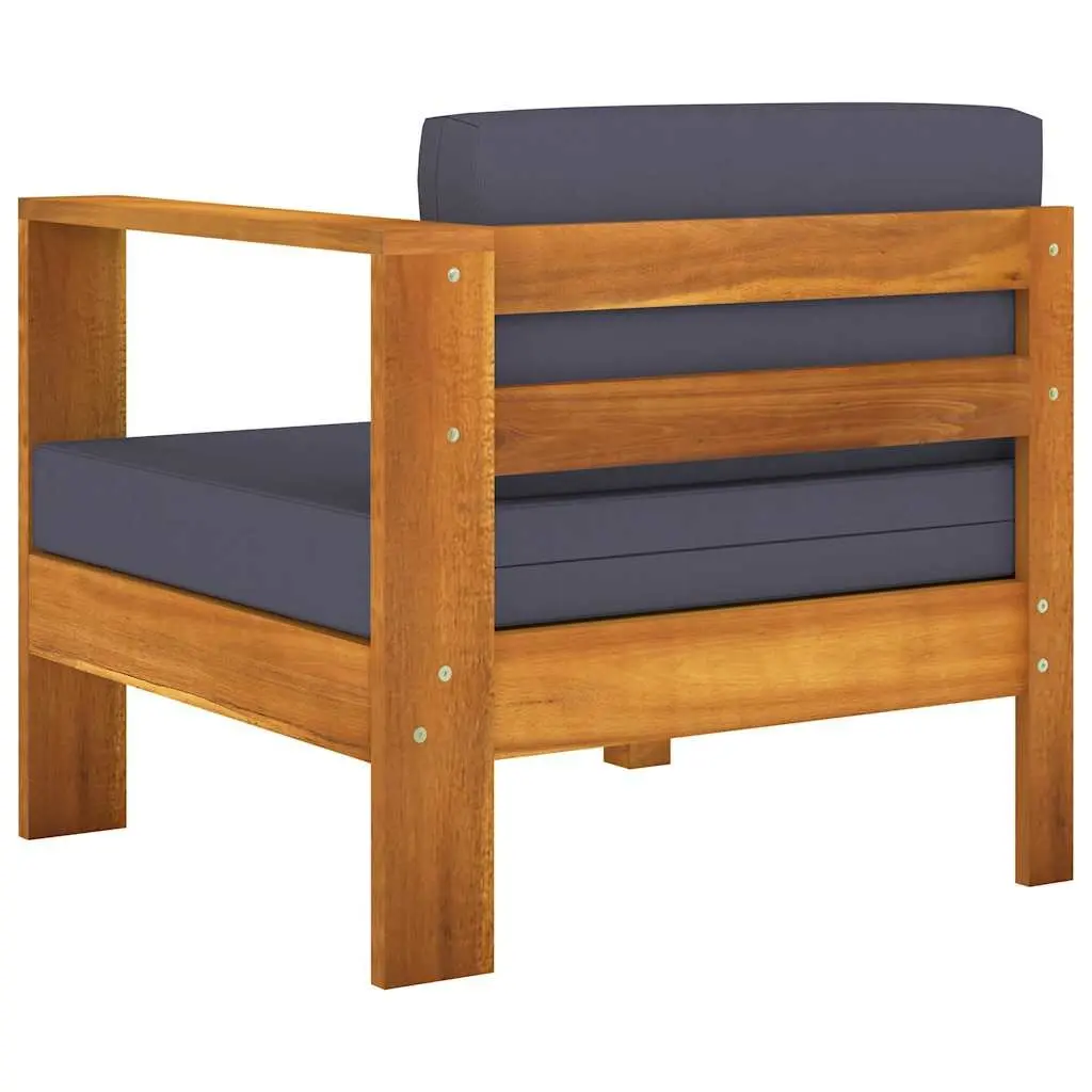 7 Piece Garden Lounge Set Solid Acacia Wood Outdoor Furniture Grey Cushions