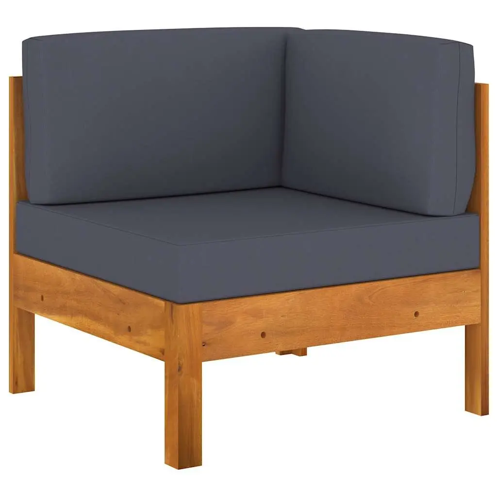 Garden Lounge Set 8 Piece Outdoor Furniture Acacia Wood Grey Cushions Patio