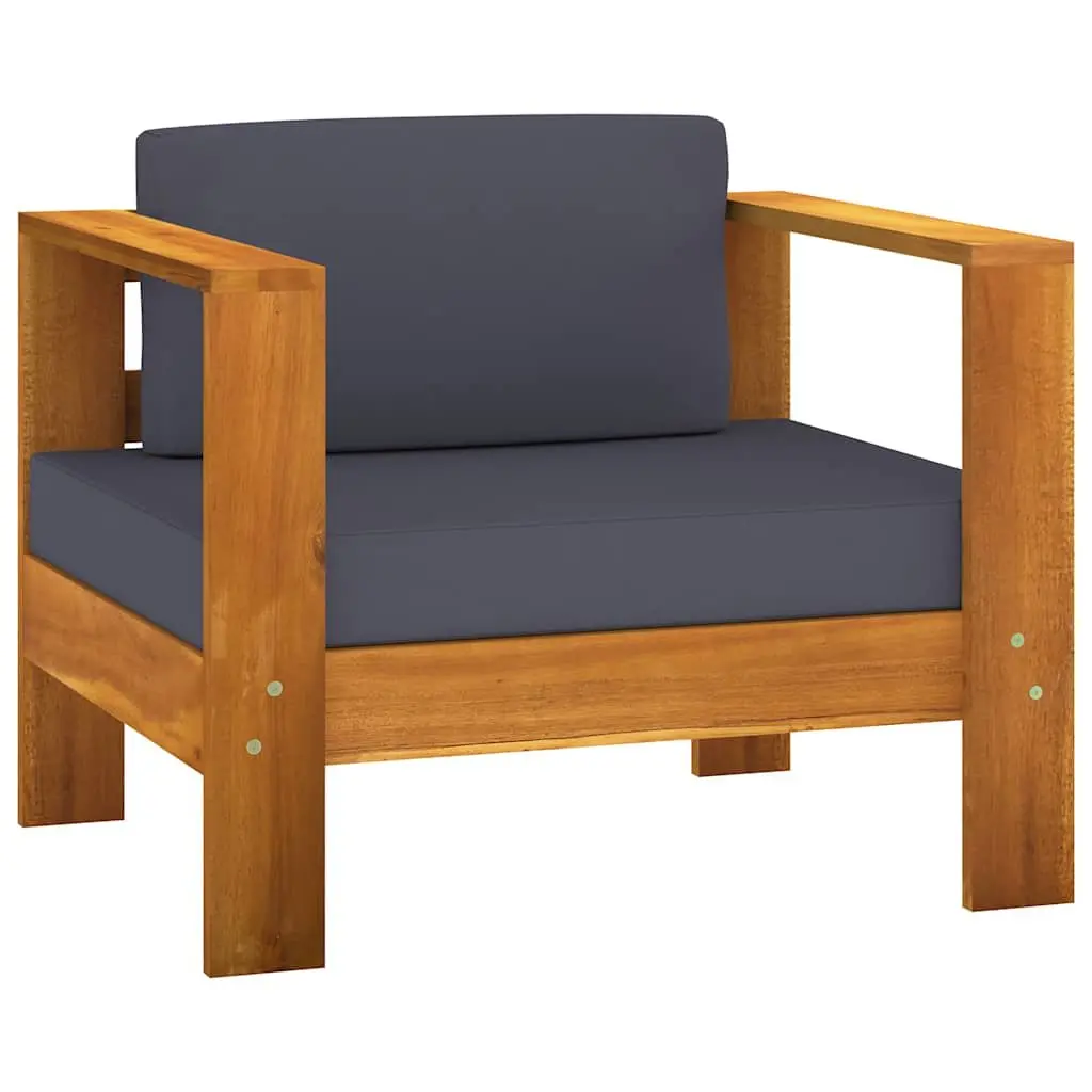 9 Piece Outdoor Furniture Set Acacia Wood with Grey Cushions for Garden and Patio Living