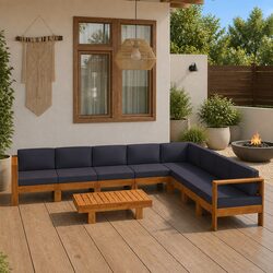 Practical 9-Piece Lounge Set for Garden and Patio