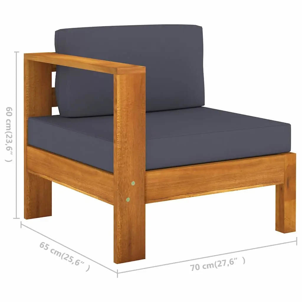 Garden Lounge Set Acacia Wood 9 Piece Outdoor Furniture Grey Cushions