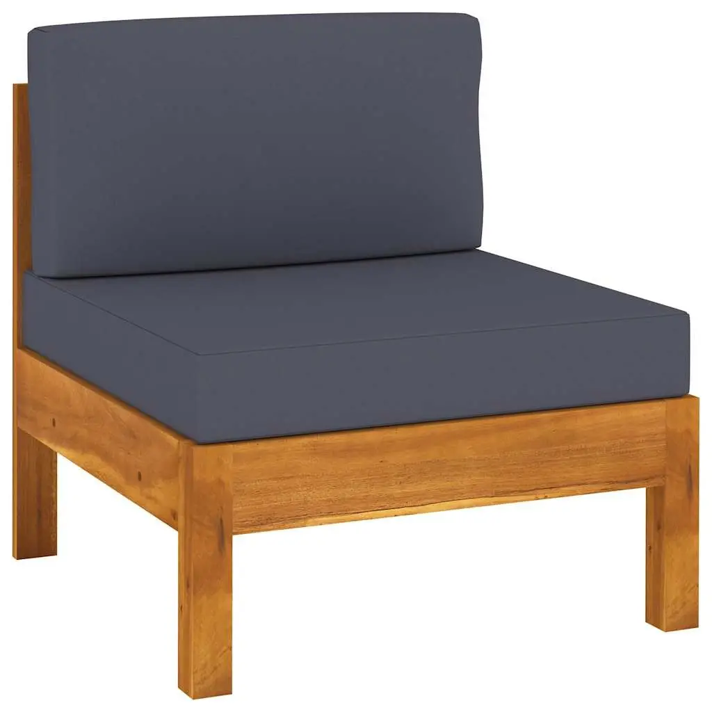 10 Piece Outdoor Furniture Set Solid Acacia Wood Grey Cushions Garden Lounge