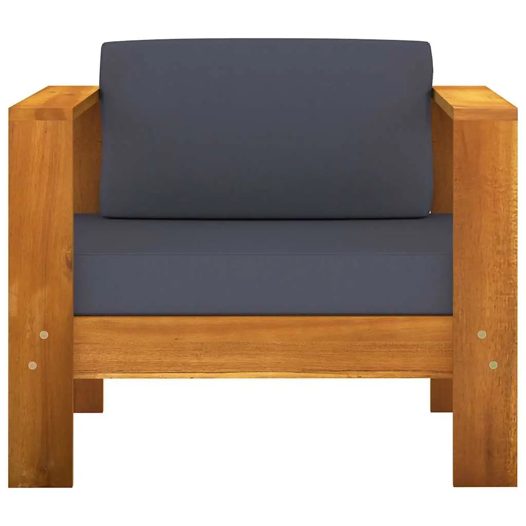 10 Piece Outdoor Furniture Set Solid Acacia Wood Grey Cushions Garden Lounge