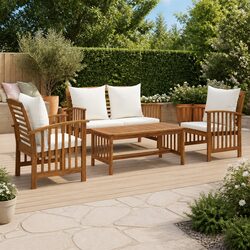 Functional 4 Piece Garden Lounge Set with Cushions