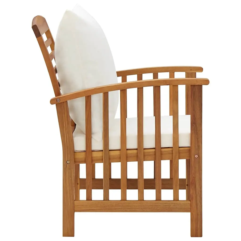 5 Piece Garden Lounge Set Solid Acacia Wood White with Cushions