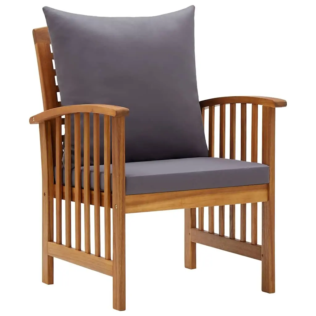 5 Piece Solid Acacia Wood Lounge Set Outdoor Patio Furniture Grey with Cushions