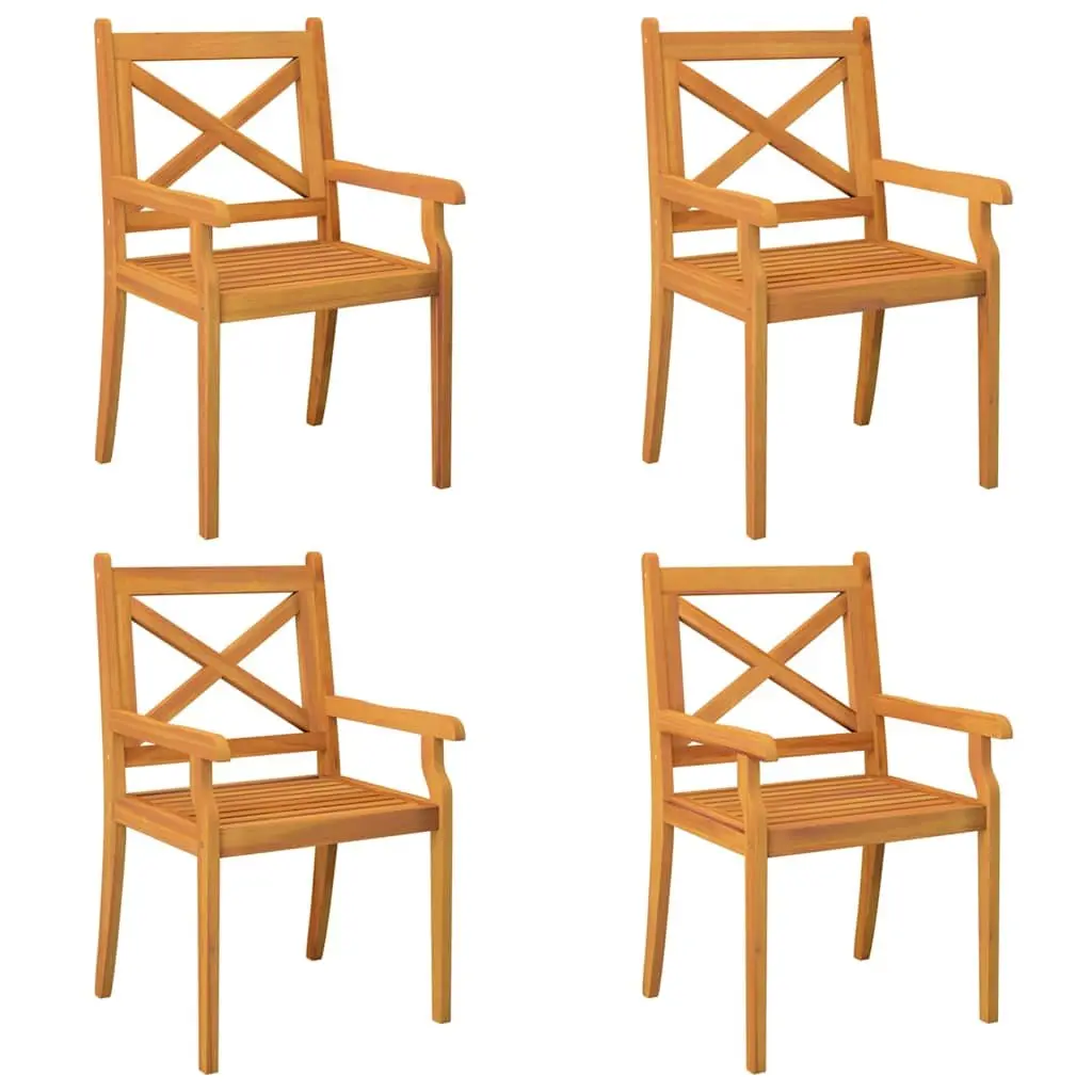 5 Piece Garden Dining Set Solid Acacia Wood Brown Slatted Outdoor Patio Furniture