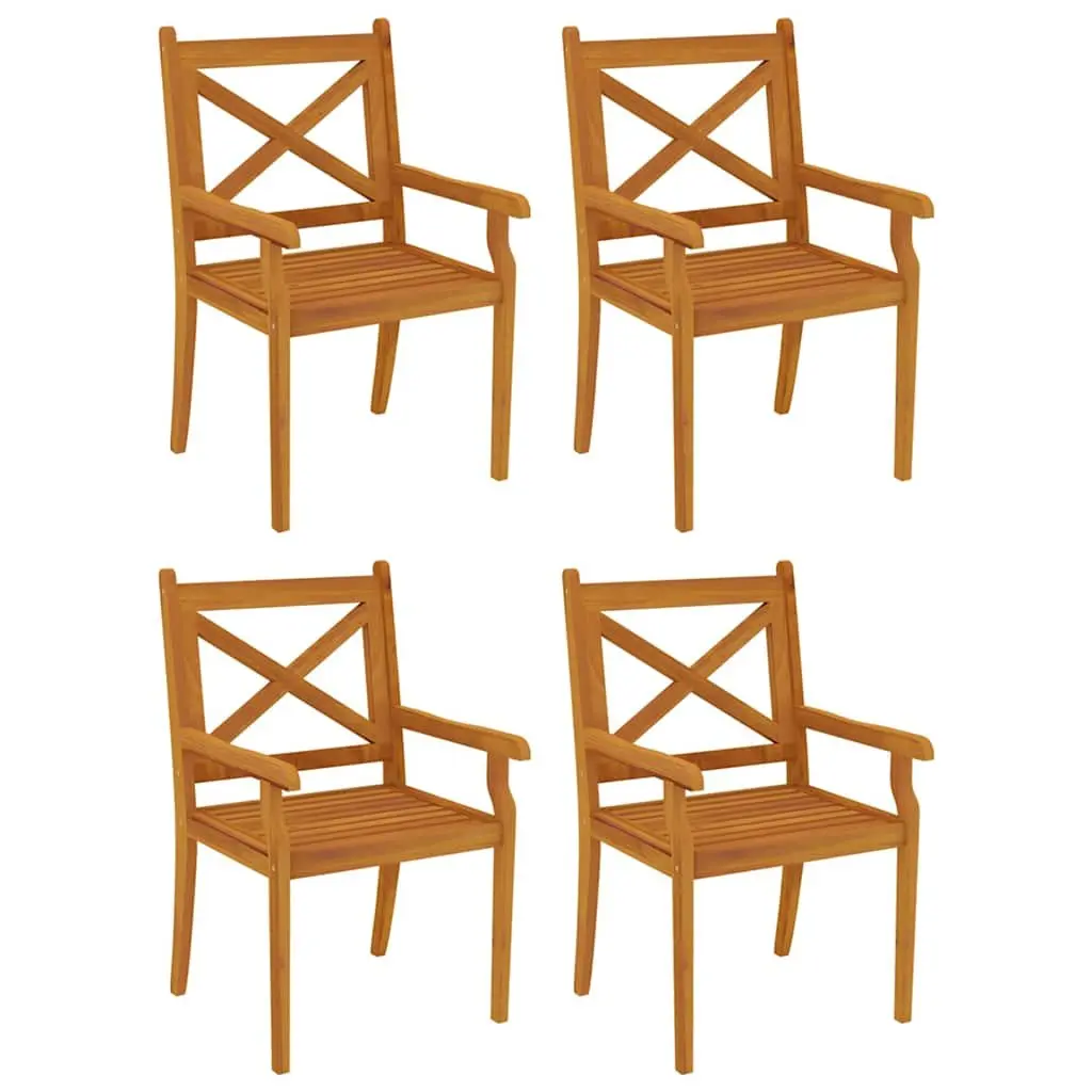 5 Piece Dining Set Garden Furniture Rustic Acacia Wood Brown Patio Table and Chairs