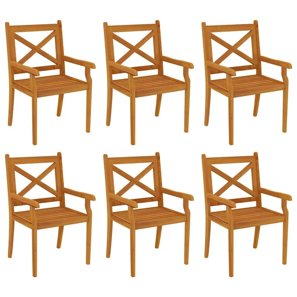 7 Piece Dining Set Acacia Wood Solid Brown Outdoor Patio Table and Chairs
